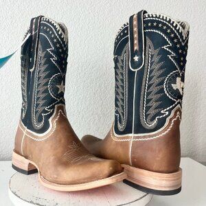 Lane RODEO HOUSTON Mens Cowboy Boots Size 12.5B Brown Leather Western Blunt Toe